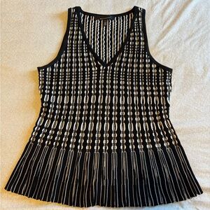 White House Black Market Size Large Mixed Stitch Peplum Sweater Tank